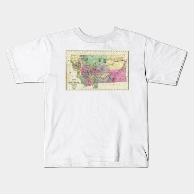 Vintage Map of Montana (1890) Kids T-Shirt by Bravuramedia